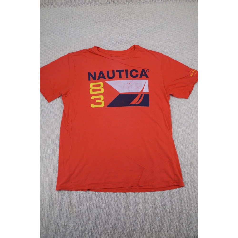 Nautica Shirt Mens Large Pink Sailing Logo Graphic Short Sleeve